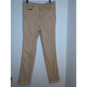 Free People We the Free Tan Straight Leg Raw Edge Jeans 28 Boho Capsule Casual